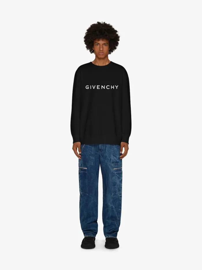 Men Sweatshirts and Hoodies Givenchy GIVENCHY Archetype Slim Fit Sweatshirt In Fleece Black