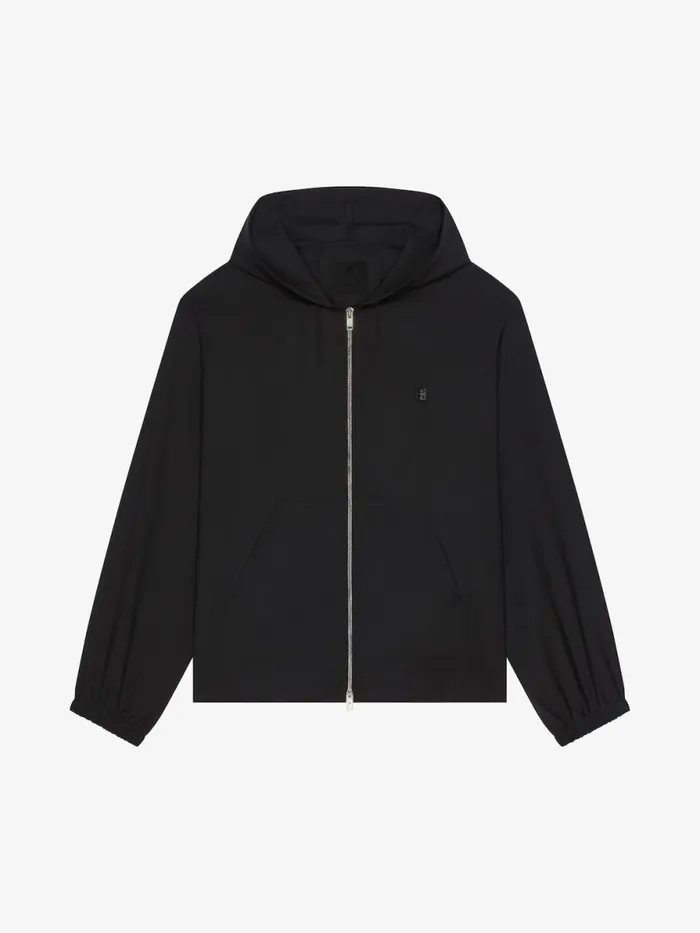 Men TShirts Givenchy Zipped Hoodie In Wool With 4G Detail Black