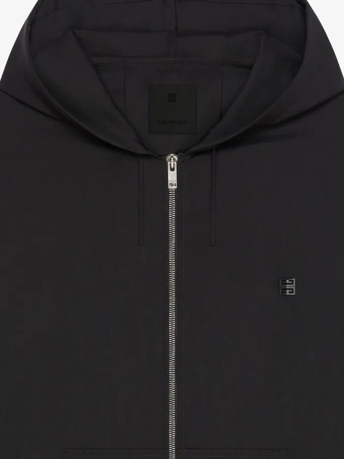 Men TShirts Givenchy Zipped Hoodie In Wool With 4G Detail Black