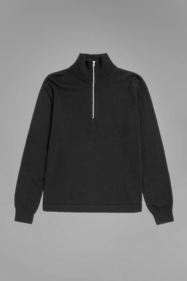 Men Tech Merino Half Zip Black Norse Projects Knitwear