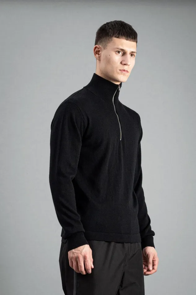 Men Tech Merino Half Zip Black Norse Projects Knitwear