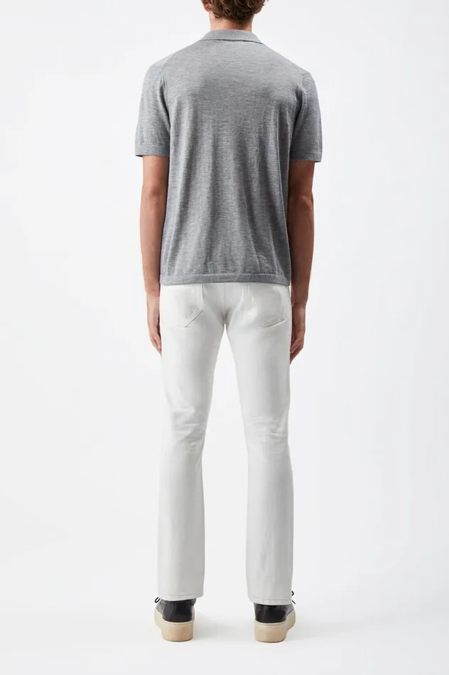 Men Tops Gabriela Hearst Stendhal Knit Short Sleeve Polo In Heather Grey Cashmere
