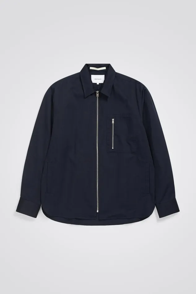 Men Ulrik Gabardine Overshirt Dark Navy Norse Projects Overshirts