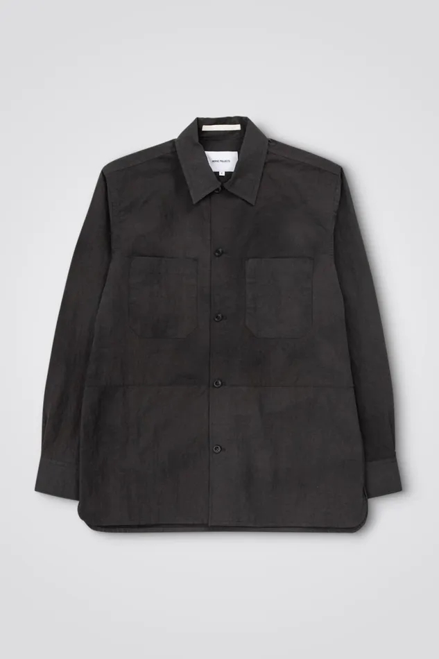 Men Ulrik Wave Dye Overshirt Black Norse Projects Overshirts