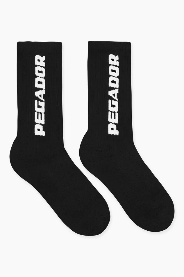 MenWomen Pegador Socken Cross Logo Socks Black White