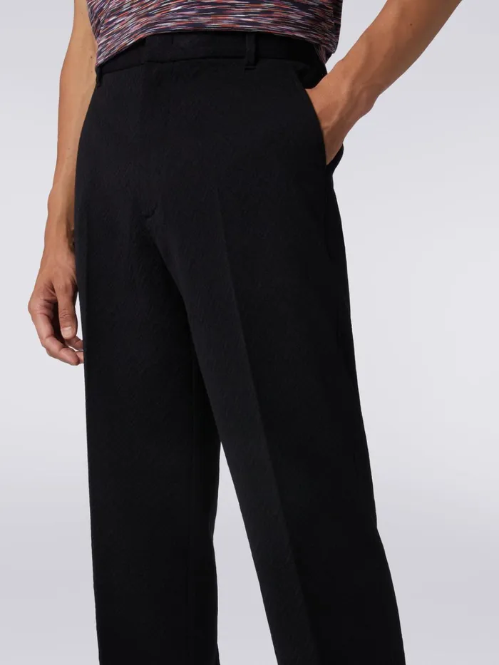 Men Wool Blend Chevron Trousers Black Missoni Trousers Men Wool Blend Chevron Trousers Black Missoni Trousers