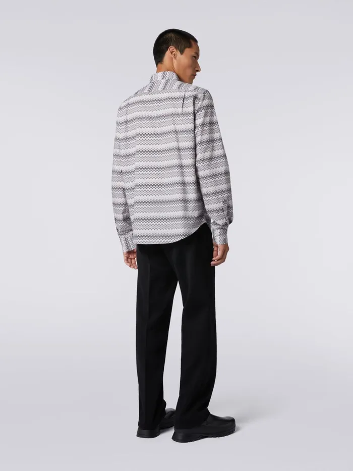 Men Zigzag Cotton Poplin Shirt Grey Missoni Shirts Men Zigzag Cotton Poplin Shirt Grey Missoni Shirts
