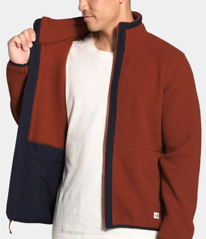 Mens The North Face Fleece Carbondale Full Zip Brandy Brownaviator Navy