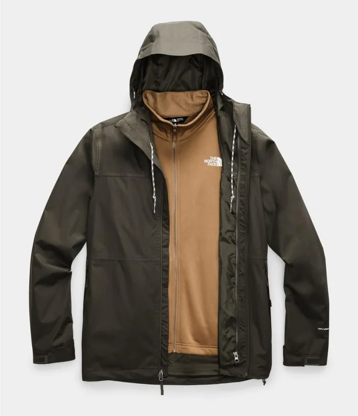 Mens The North Face Rainwear Arrowood Triclimate Jacket New Taupe Greenutility Brown