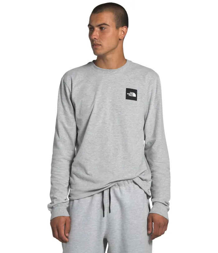 Mens The North Face TShirts Long Sleeve Red Box Tee Tnf Light Grey Heather