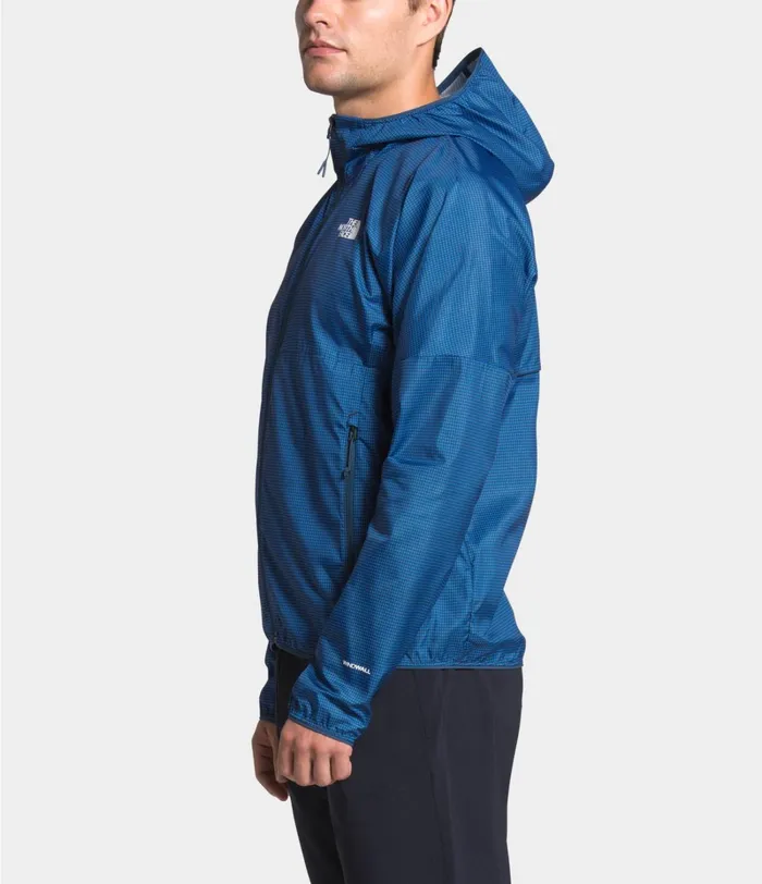Mens The North Face Windbreakers Flyweight Hoodie Bomber Blue Richter Mesh Print