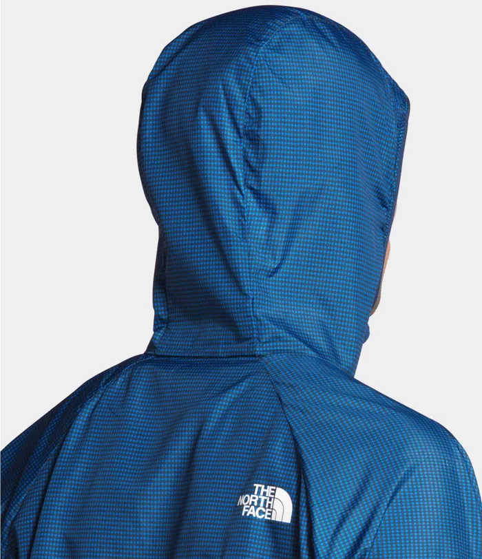 Mens The North Face Windbreakers Flyweight Hoodie Bomber Blue Richter Mesh Print