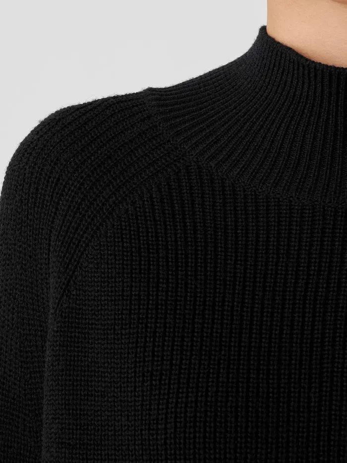 Merino Cropped Turtleneck Top In Regenerative Wool Black Women Eileen Fisher Sweaters and Cardigans