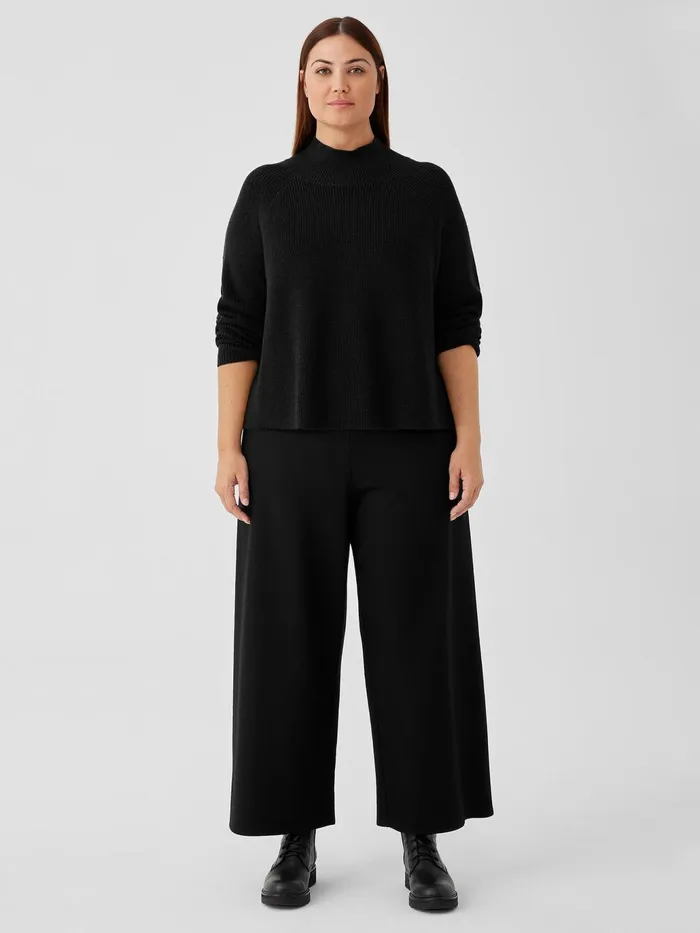 Merino Cropped Turtleneck Top In Regenerative Wool Black Women Eileen Fisher Sweaters and Cardigans