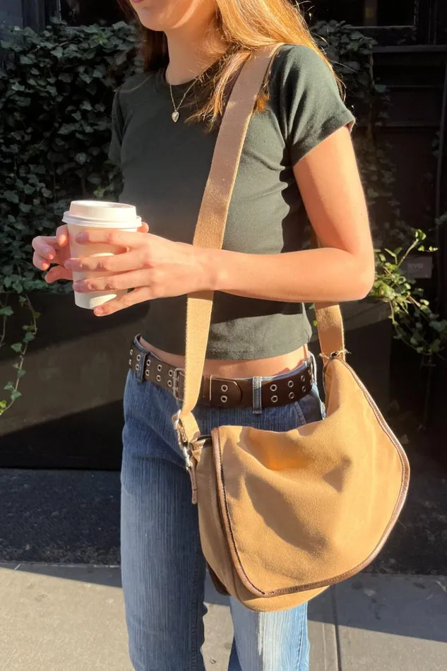 Messenger Bag Tan Women Brandy Melville Bags and Backpacks