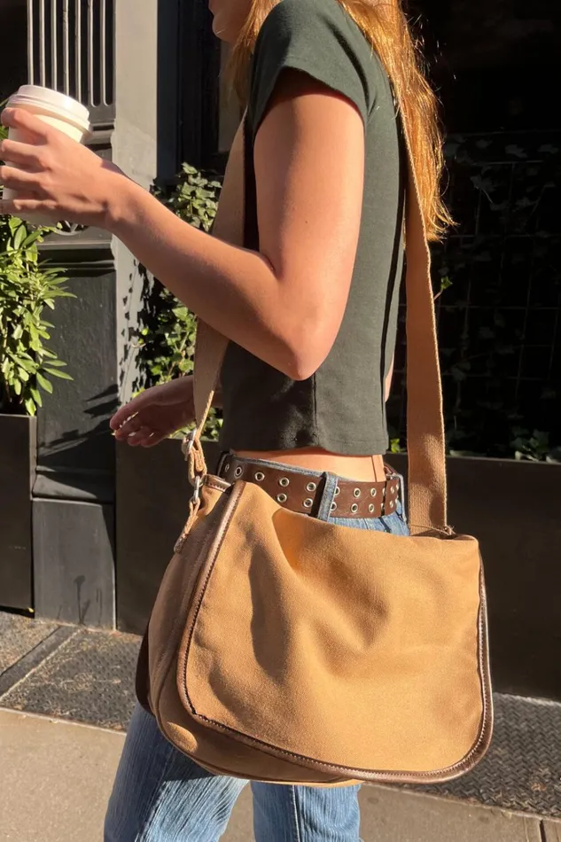 Messenger Bag Tan Women Brandy Melville Bags and Backpacks