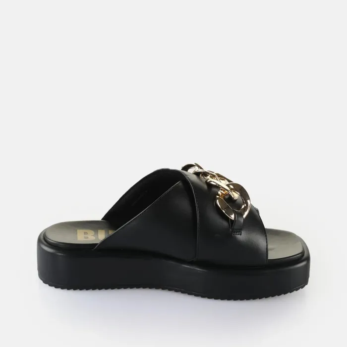 Mia Cross Chain Black Buffalo Sandals and Slides Mia Cross Chain Black Buffalo Sandals and Slides