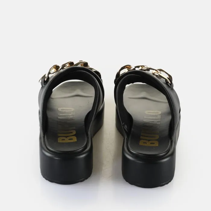 Mia Cross Chain Black Buffalo Sandals and Slides Mia Cross Chain Black Buffalo Sandals and Slides