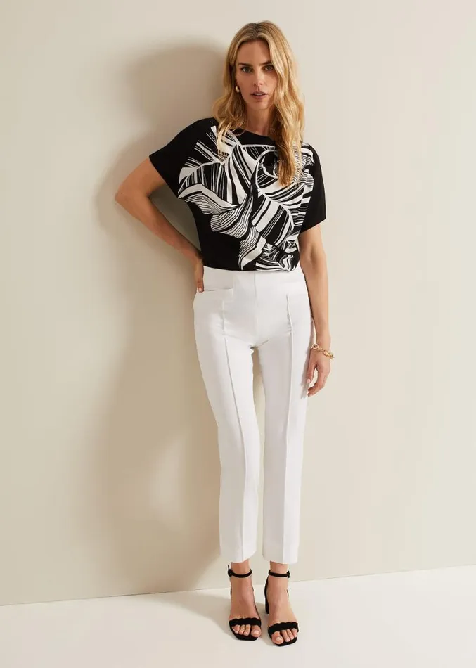 Miah Stretch Capri Trousers White Women Phase Eight Trousers