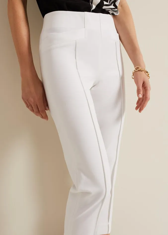 Miah Stretch Capri Trousers White Women Phase Eight Trousers