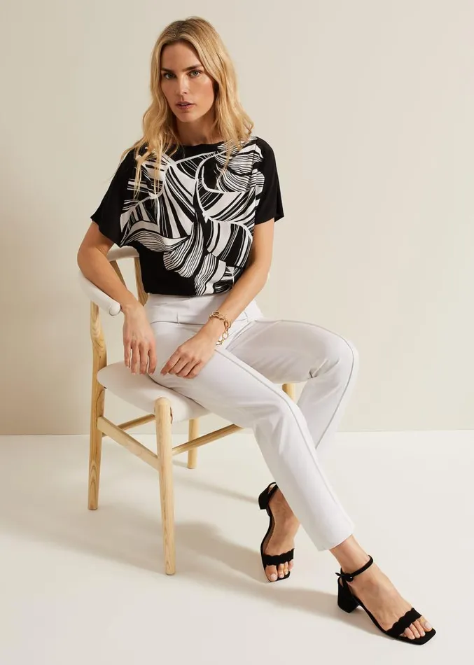 Miah Stretch Capri Trousers White Women Phase Eight Trousers