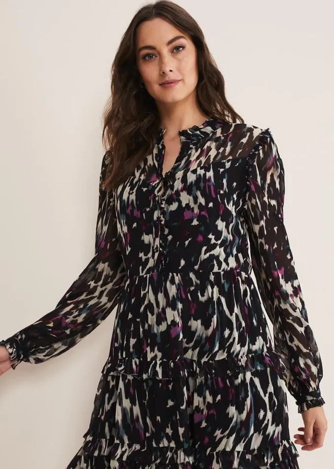 Millicent Print Tiered Dress Multicoloured Women Phase Eight Dresses
