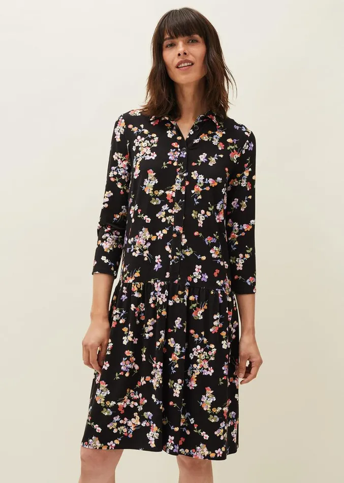 Mina Floral Print Shirt Dress Blackmulti Women Phase Eight Dresses