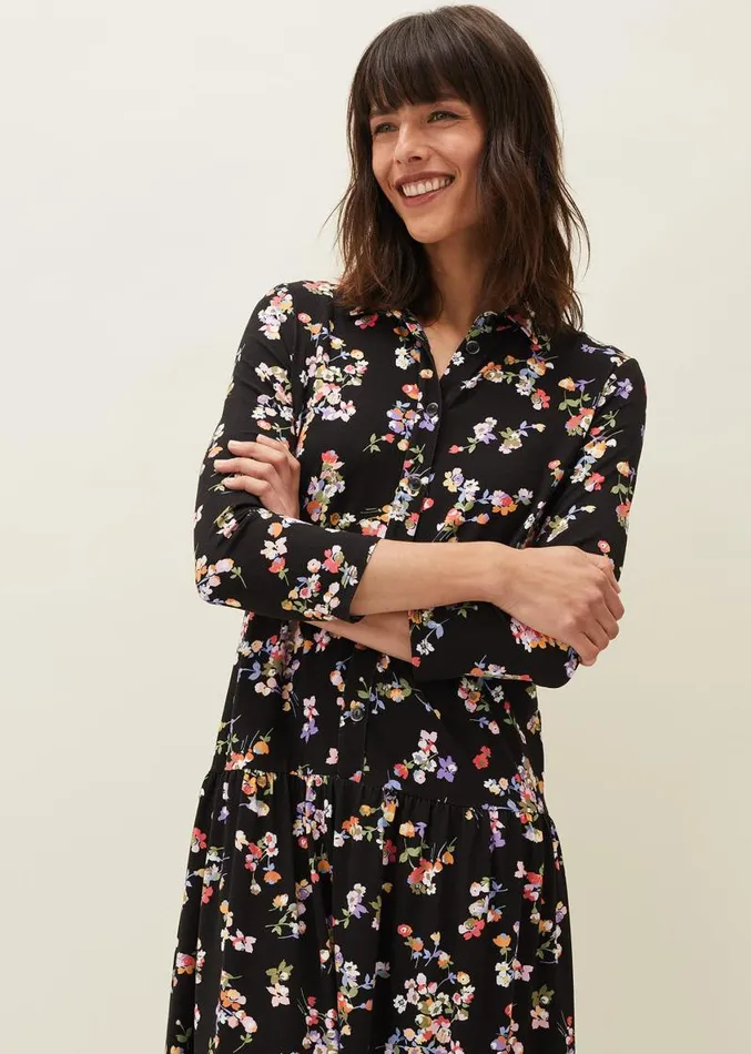 Mina Floral Print Shirt Dress Blackmulti Women Phase Eight Dresses