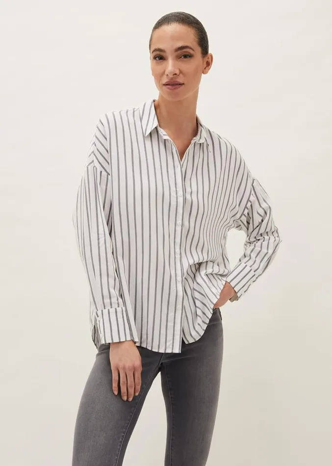 Moira Stripe Shirt Whitegrey Women Phase Eight Shirts and Blouses