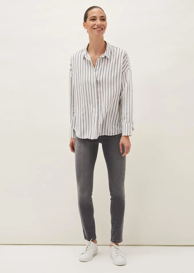 Moira Stripe Shirt Whitegrey Women Phase Eight Shirts and Blouses