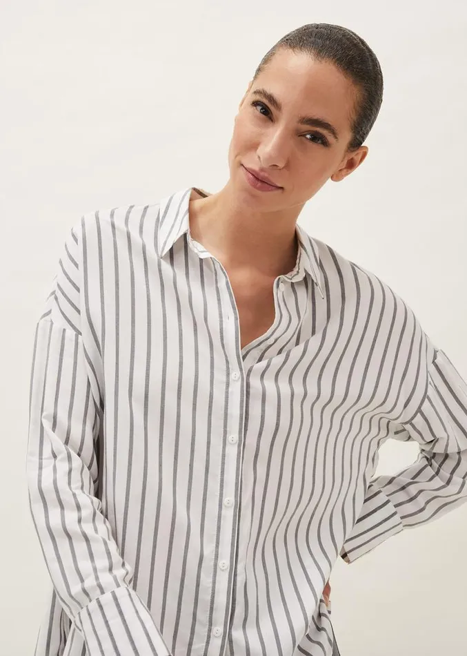 Moira Stripe Shirt Whitegrey Women Phase Eight Shirts and Blouses