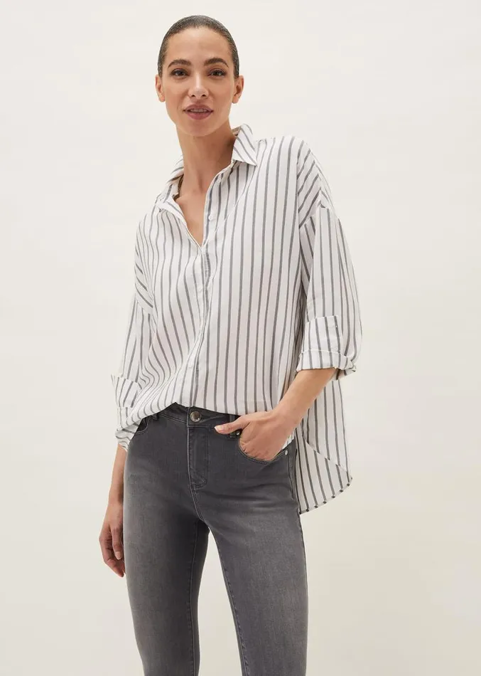 Moira Stripe Shirt Whitegrey Women Phase Eight Shirts and Blouses