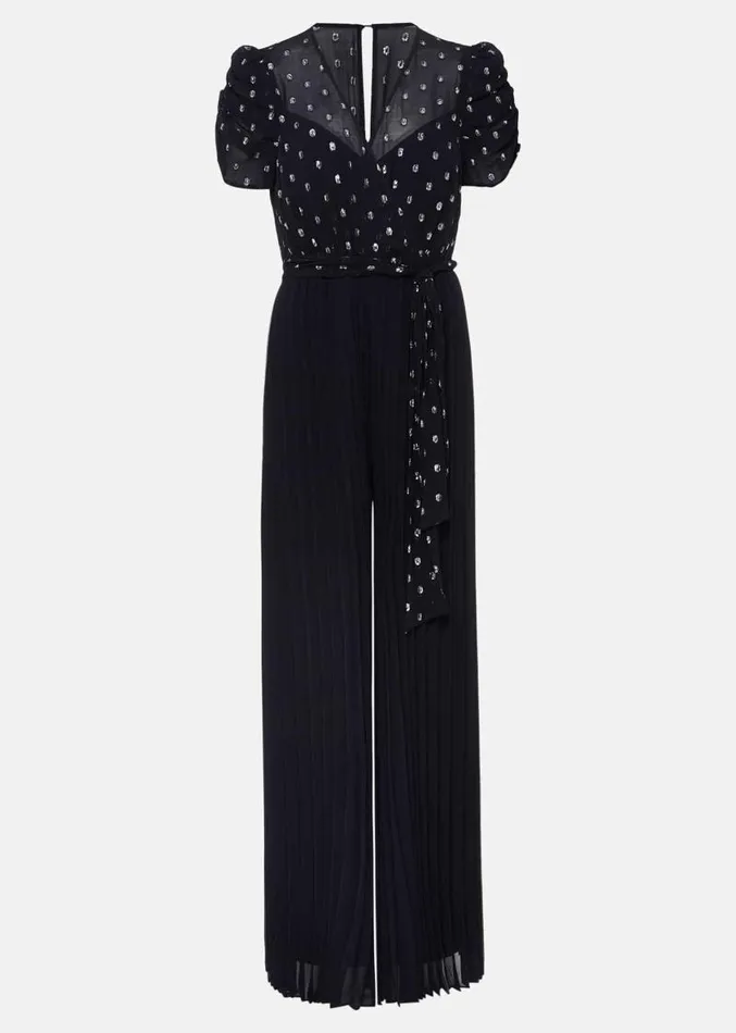 Molli Spot Pleated Jumpsuit Navy Women Phase Eight Dresses