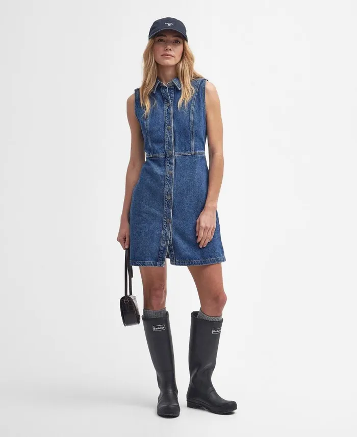Molly Denim Mini Dress Authentic Women Barbour Dresses and Skirts