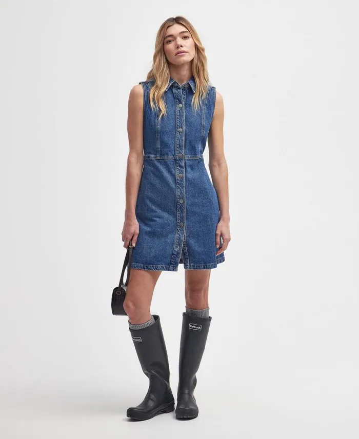 Molly Denim Mini Dress Authentic Women Barbour Dresses and Skirts