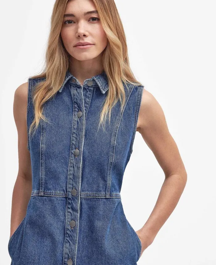 Molly Denim Mini Dress Authentic Women Barbour Dresses and Skirts