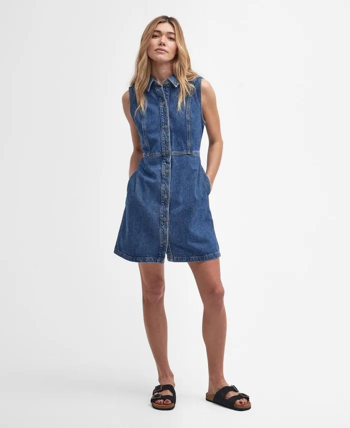 Molly Denim Mini Dress Authentic Women Barbour Dresses and Skirts