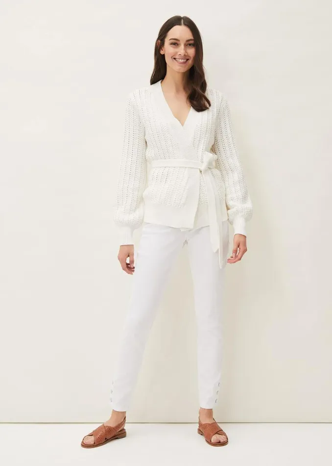 Monica Wrap Cardigan White Women Phase Eight Knitwear