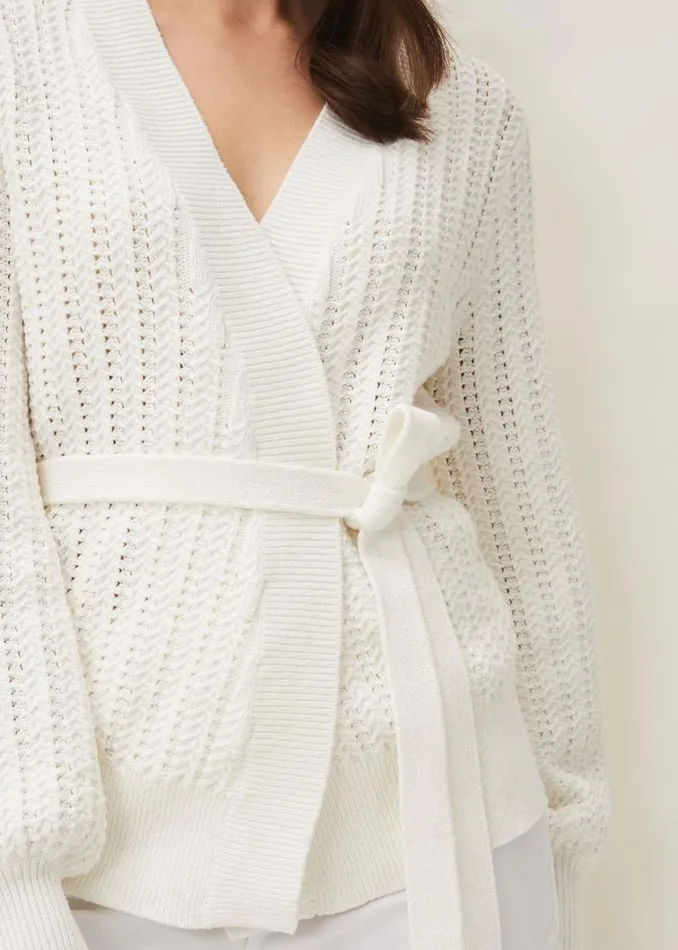 Monica Wrap Cardigan White Women Phase Eight Knitwear