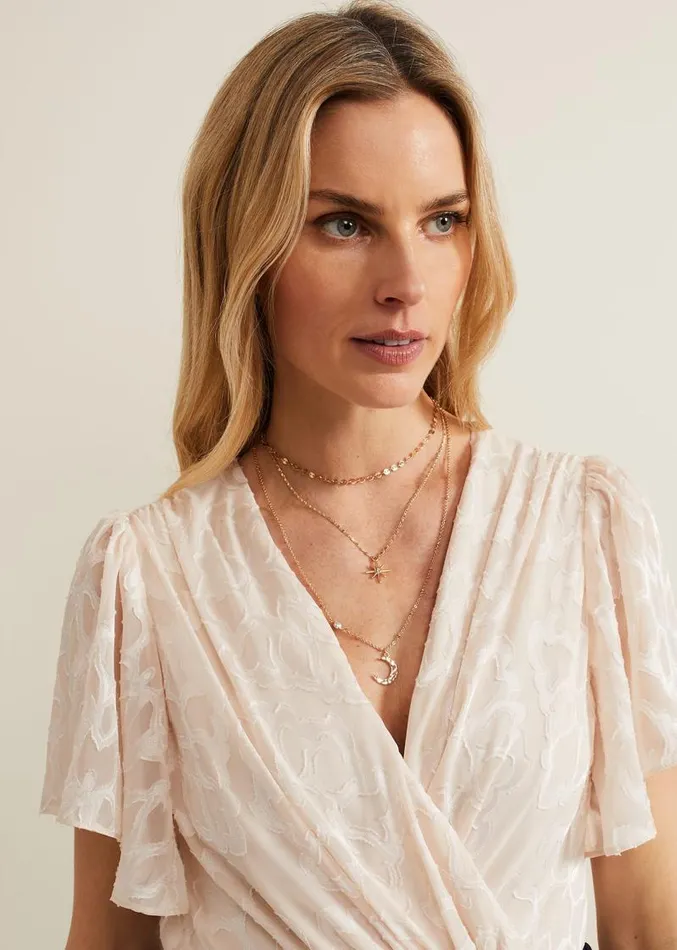 Moon And Star Layered Necklace Gold Women Phase Eight Jewellery