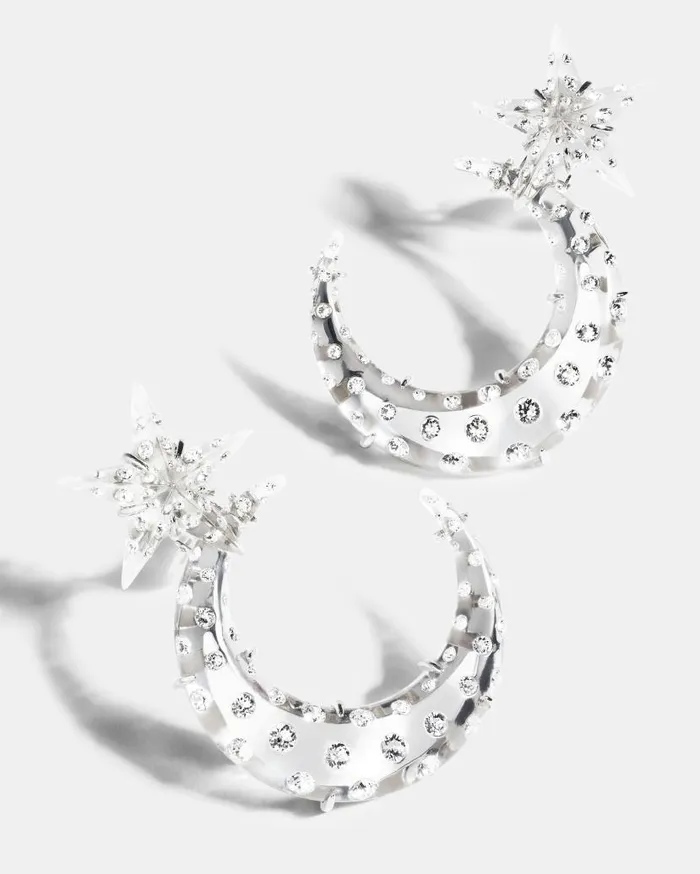 Moon Shine Earrings White Women Aquazzura Jewelry Moon Shine Earrings White Women Aquazzura Jewelry