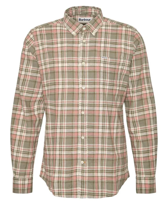 Mowbray Tailored LongSleeved Shirt Olive Men Barbour Shirts