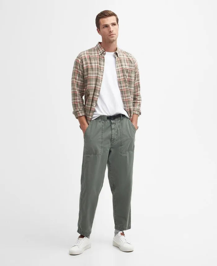 Mowbray Tailored LongSleeved Shirt Olive Men Barbour Shirts