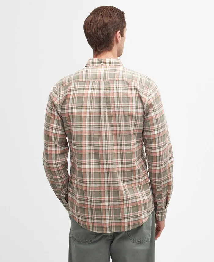 Mowbray Tailored LongSleeved Shirt Olive Men Barbour Shirts