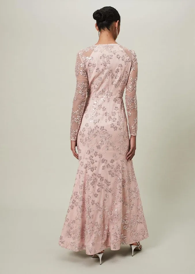 Natalya Sequin Floral Maxi Dress Pink Women Phase Eight Dresses
