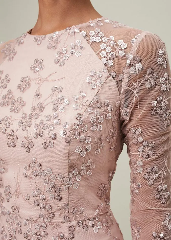 Natalya Sequin Floral Maxi Dress Pink Women Phase Eight Dresses