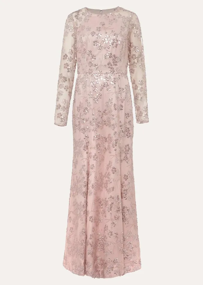Natalya Sequin Floral Maxi Dress Pink Women Phase Eight Dresses