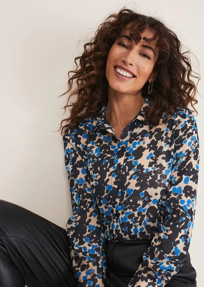 Nell Floral Shirt Blue Multi Women Phase Eight Shirts and Blouses