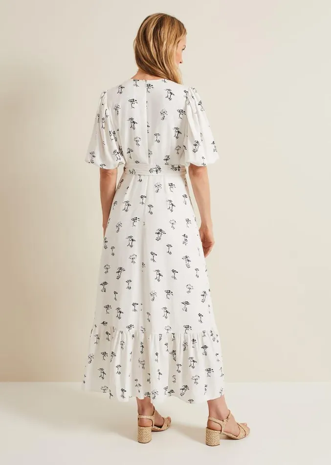 Nelly Linen Wrap Midi Dress Cream Women Phase Eight Dresses
