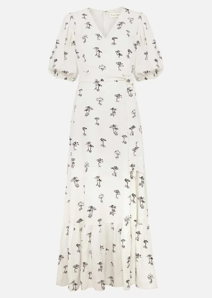 Nelly Linen Wrap Midi Dress Cream Women Phase Eight Dresses